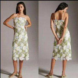 ANTHROPOLOGIE Eva Franco Floral Lace Midi Dress Size 6